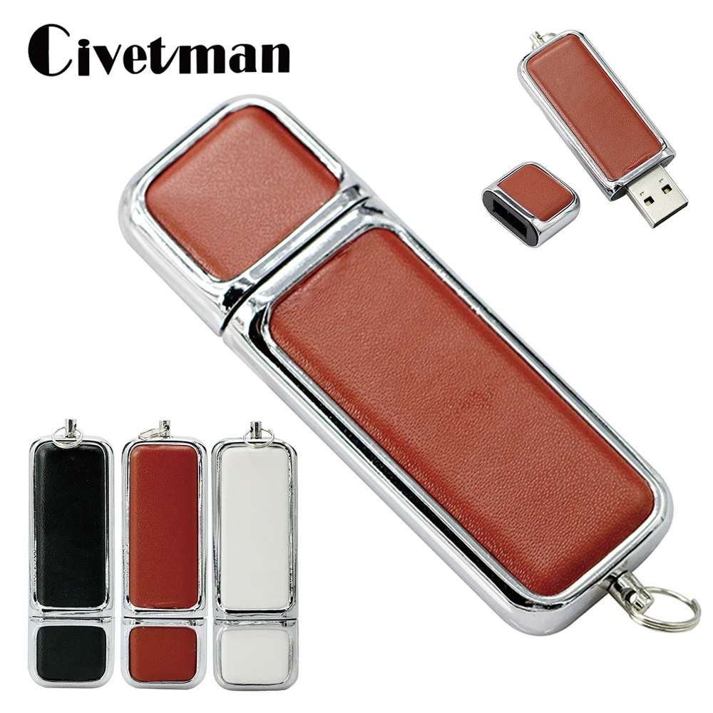 Бизнес USB 2 0 металлический кожаный Usb флэш накопитель 8 Гб 16 Pen Drive 32 флешка 128