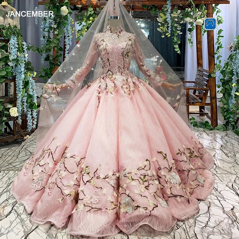 Женское опушенное розовое свадебное платье с цветочной вуалью роскошное в