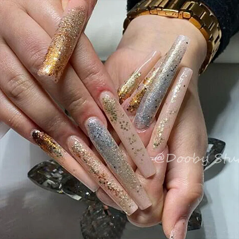 

120PCS XXL Long Nature Tipsy Square Clear Nail Art Practice Tips Half Cover Salon Valse Trips Nails Capsule Ongle Transparent