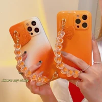 gradient orange love bracelet mobile phone case for iphone 12 11 pro max mini xs xr xs x 8 7 plus shockproof cube cover fundas