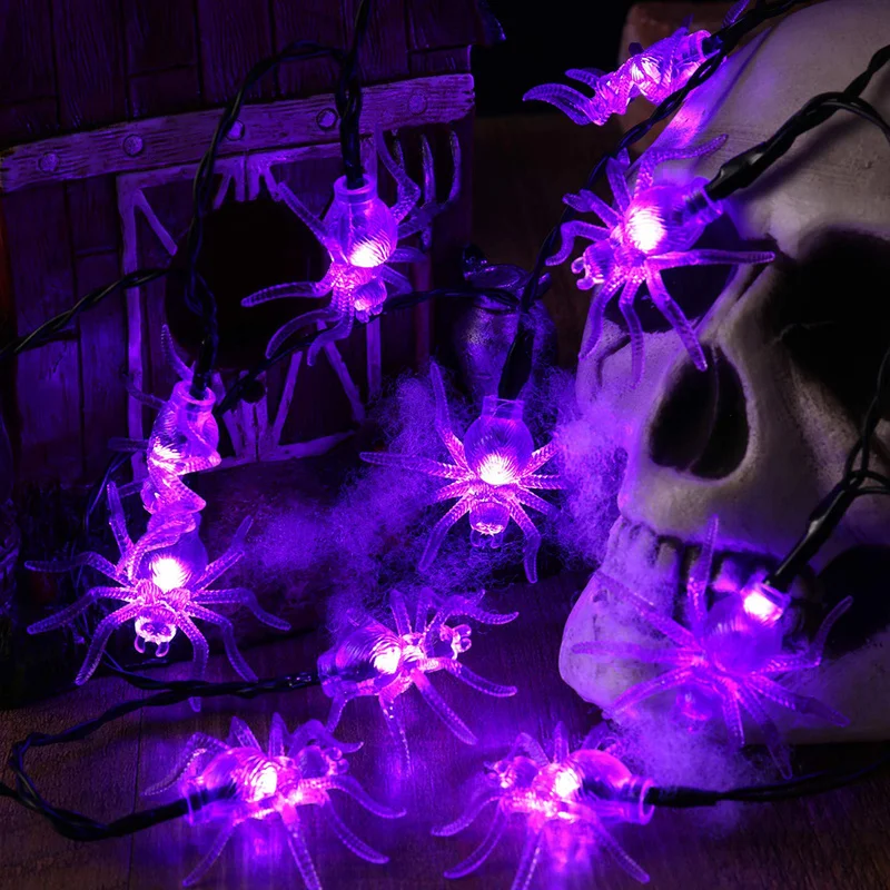 

1.5m 3m 10/20Led Halloween Pumpkin Ghost Skeletons Bat Spider Led Light String Festival Bar Home Party Decor Halloween Ornament