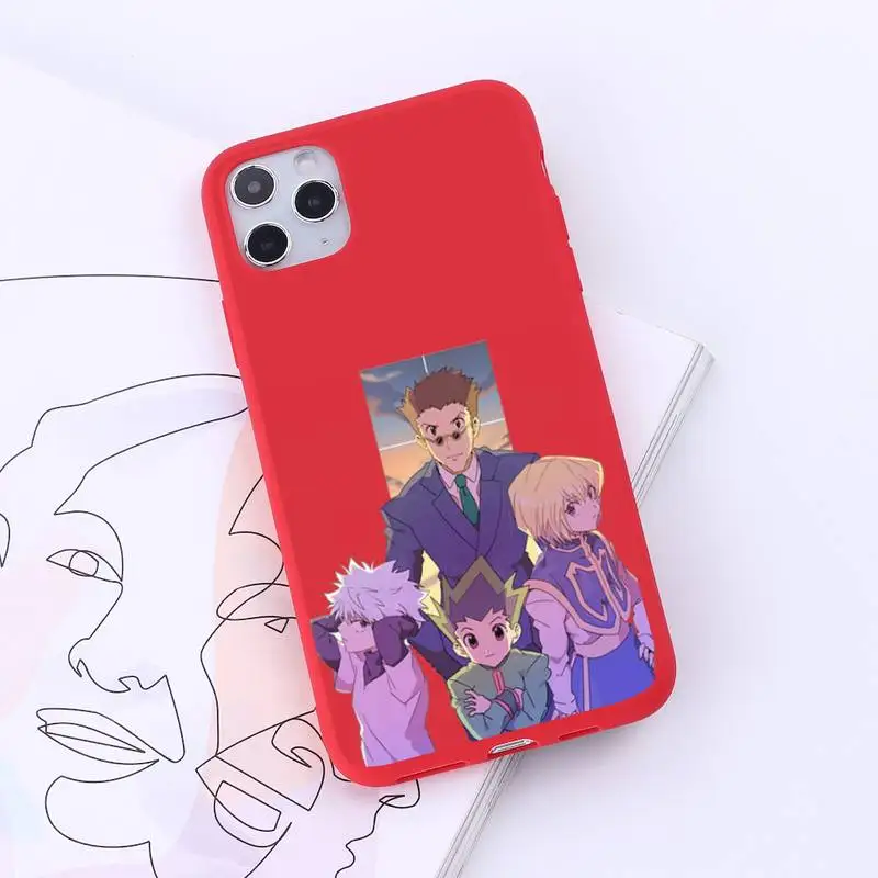 

HUNTERHUNTER2 Phone Case Red Candy Color for iPhone 6 7 8 11 12 s mini pro X XS XR MAX Plus