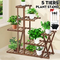 5 layer wooden plant shelves rack display shelf home indoor outdoor yard garden patio balcony flower planter pot stands