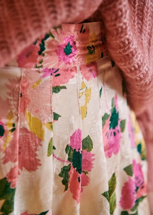 

2021 Spring Summer New Fashion Women Floral Midi Dress Ladies Long Skirt Split Pleated Long Robes Mid Calf Beach Dress