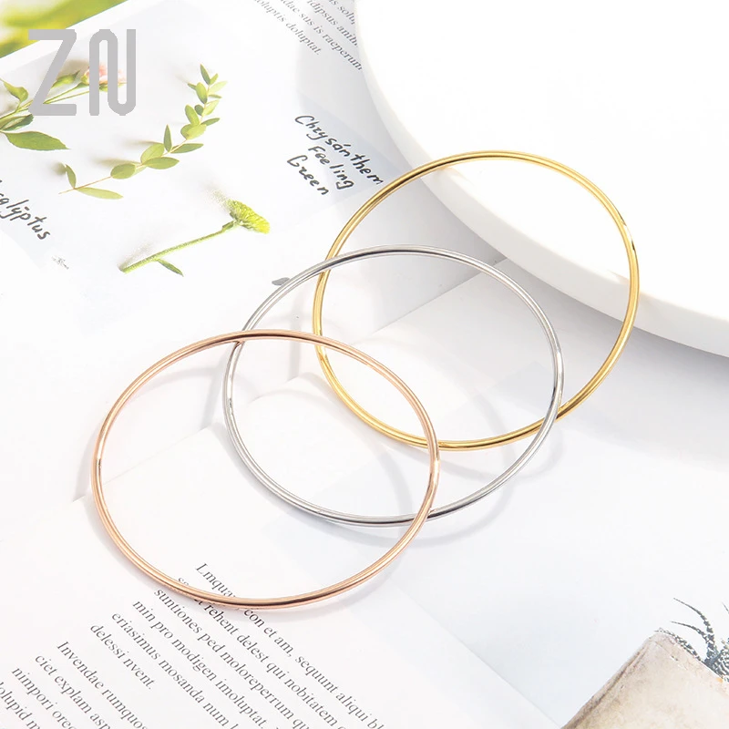 

ZN 2MM Titanium Steel Bracelet For Women Classic Charm Bangle Bracelets Jewelry For Women Love Wedding Gifts No Fade