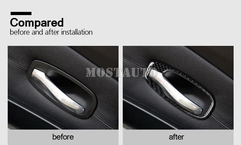 4 шт. накладки на дверную ручку автомобиля из углеродного волокна для BMW 5 серии E60