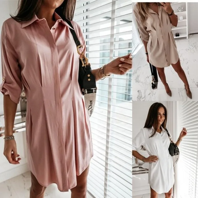 

Новинка, однотонная Свободная рубашка-кардиган с отворотом, темпераментная Однорядная рубашка с длинными рукавами и несколькими пуговицам...