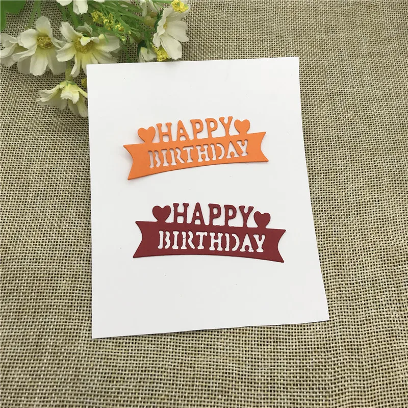 Happy Birthday Words Metal Cutting Dies Craft Stamps die Cut Embossing Card Make Stencil Frame Art Cutte | Дом и сад