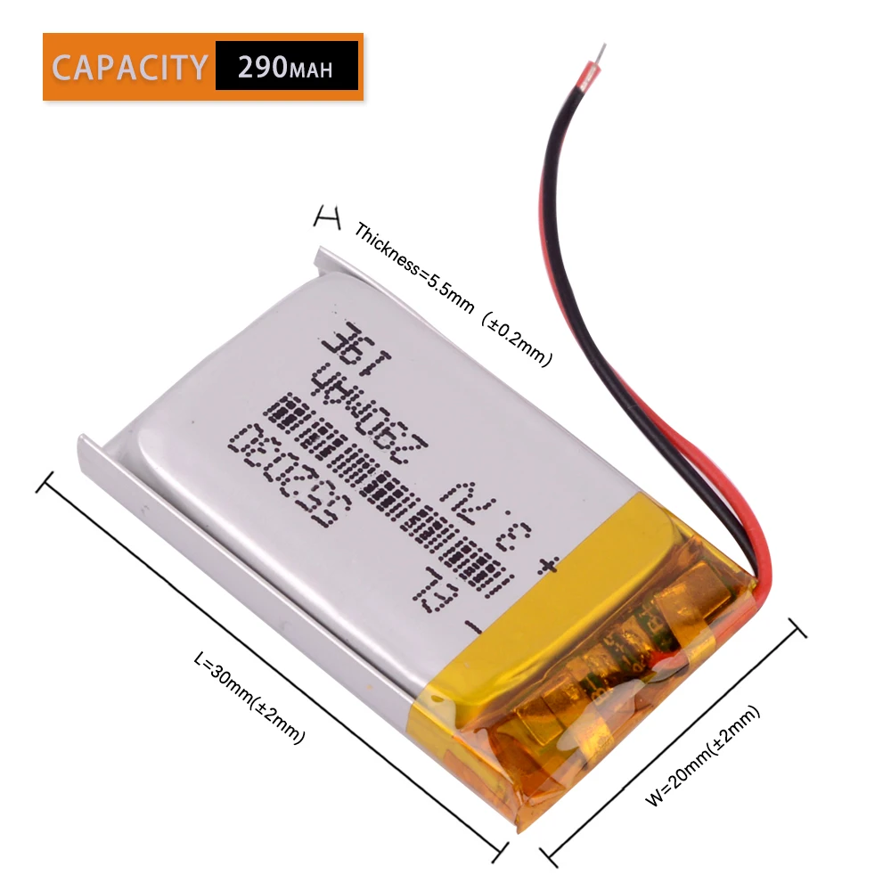 Литий-полимерный аккумулятор 552030 3 7 v 290MAH разрядка оптом для MP3 MP4 Смарт-часы