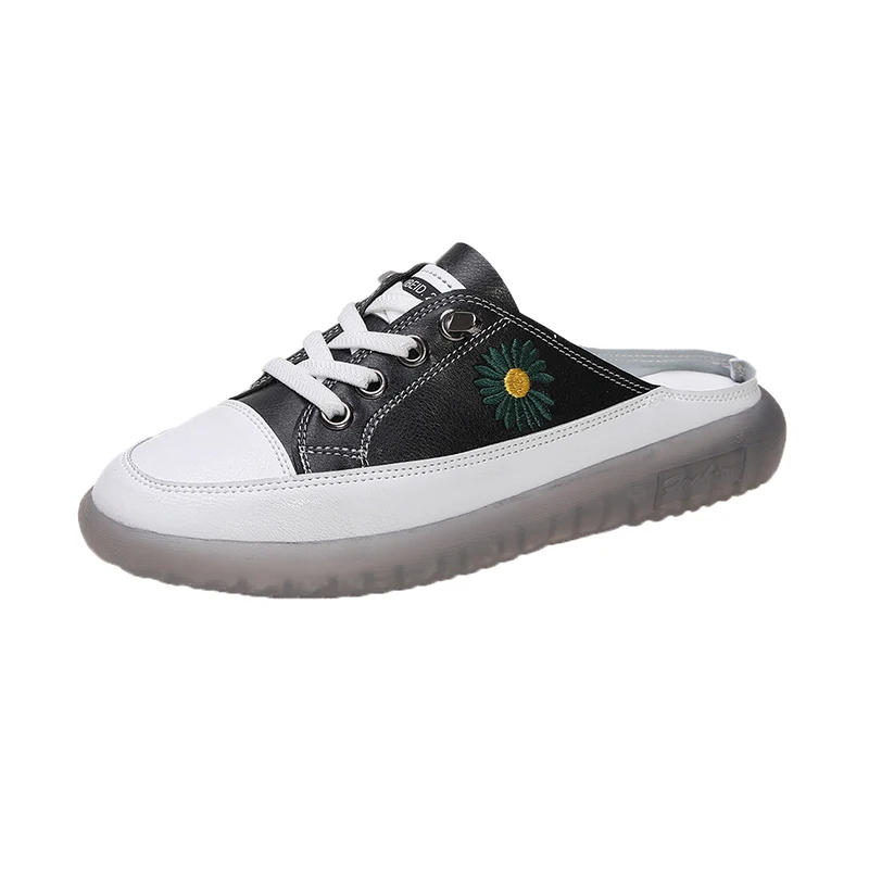 Женские летние шлепанцы без задника Модные слипоны на плоской подошве Обувь со