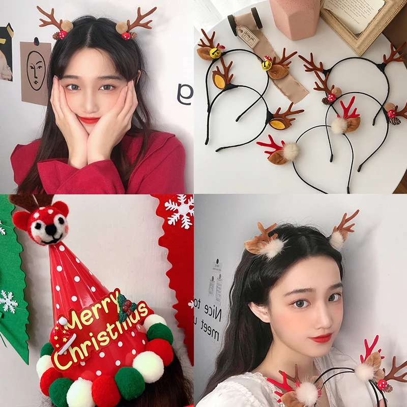 

Рождественская заколка для волос с рогами, Рождественская шляпа, милые универсальные аксессуары для волос для взрослых и детей, платье Сант...