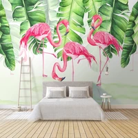 custom mural nordic modern green leaf flamingo 3d photo wall decor painting hotel bedroom living room tv background wallpaper