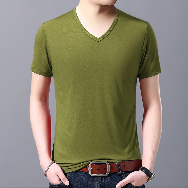

Summer Men's Men's V-neck Solid T Shirt Color Slim Short Sleeve Men's Youth T-shirt Red White Black T Shirts