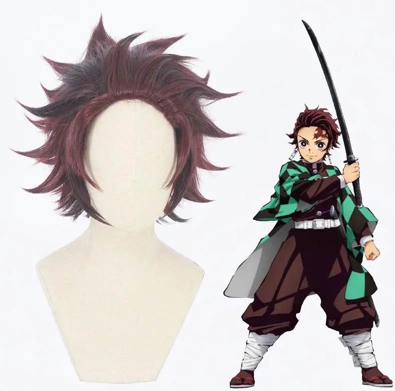Демон убийца: Kimetsu no Yaiba Kamado Tanjirou косплей парик градиент короткие волосы 471C| |