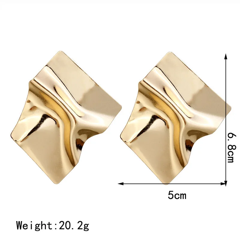 

Big Square Metal Earrings For Women Golden Model Show Drop Earring Vintage European Style Female Jewlery Statement Earrings 2019