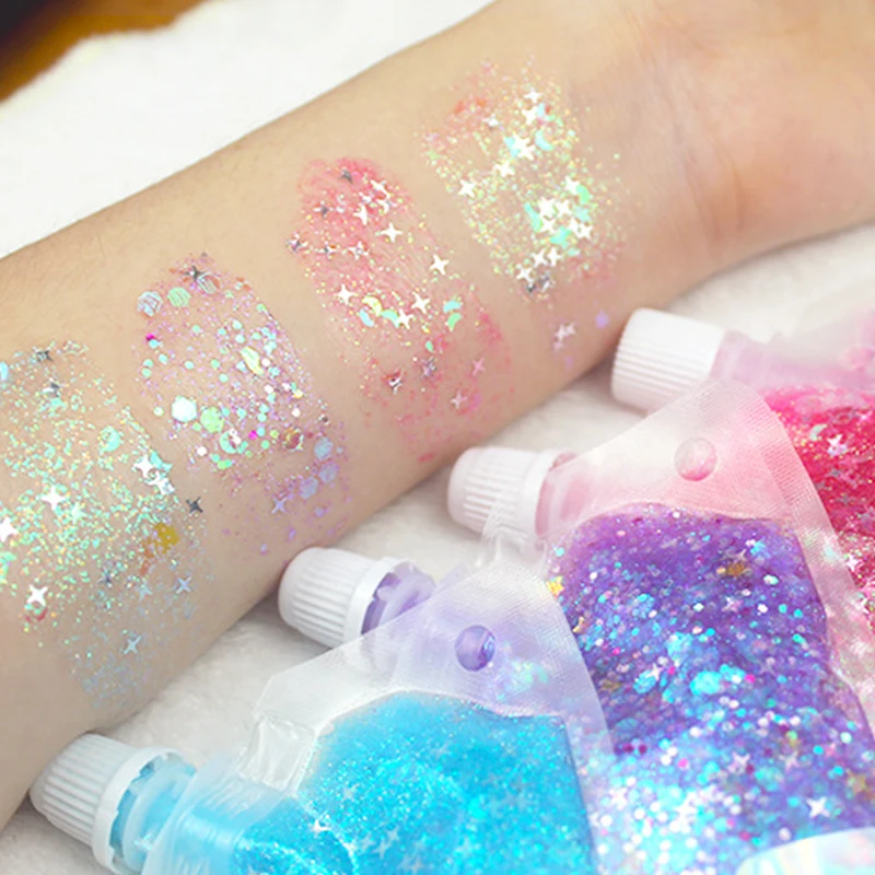 Блестящий крем для тела и лица 16 цветов патчи со звездами гель с блестками