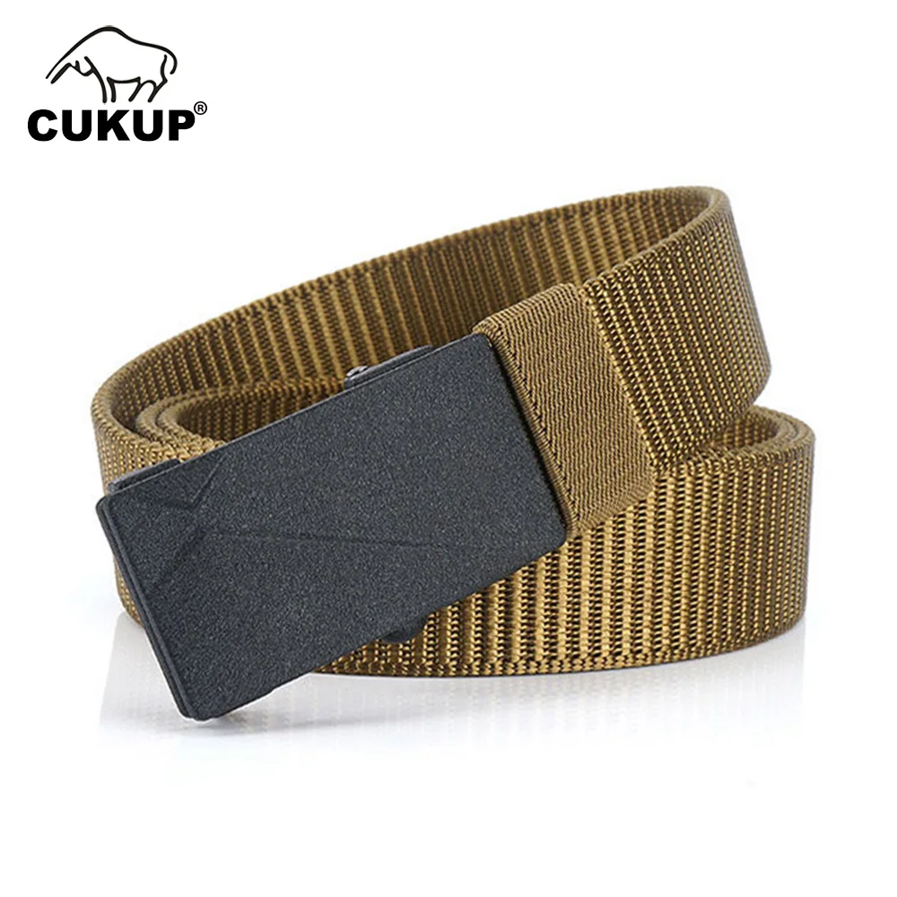 CUKUP New Design Black Buckle Metal Male Waistbands High Quality Nylon Belt Jeans Accessories for Men 3.2cm Width 2022 CBCK206