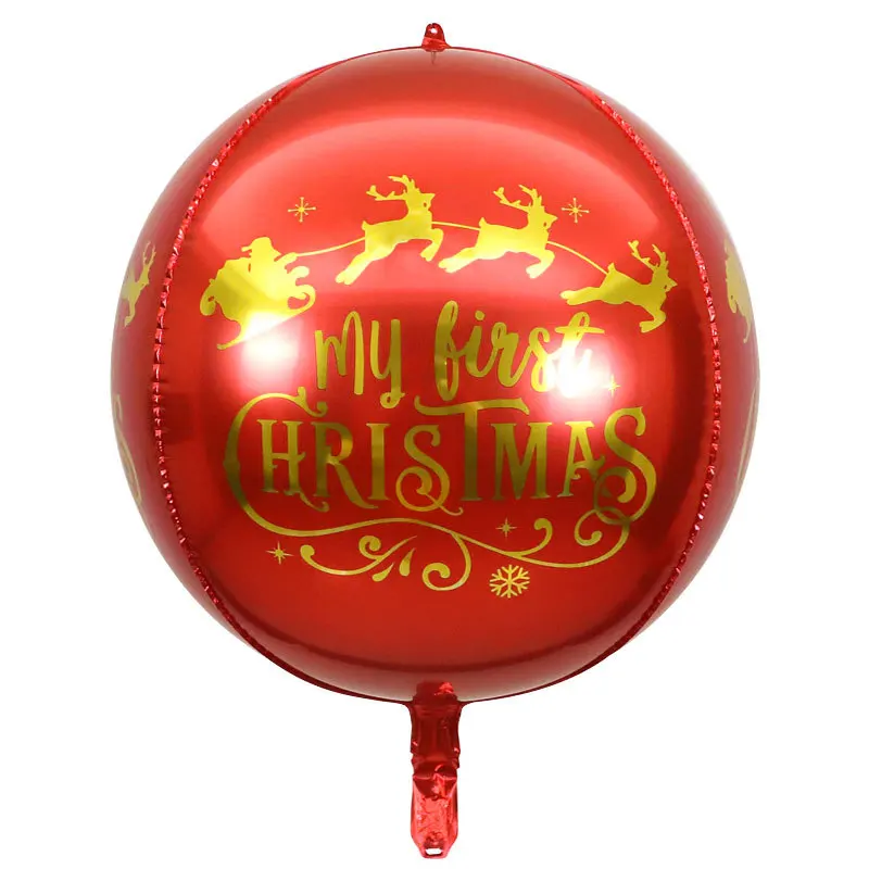 

4D Round Merry Christmas Foil Balloons Elk Christmas Tree 22 Inch Cube Balloon Santa Claus Christmas Decorations