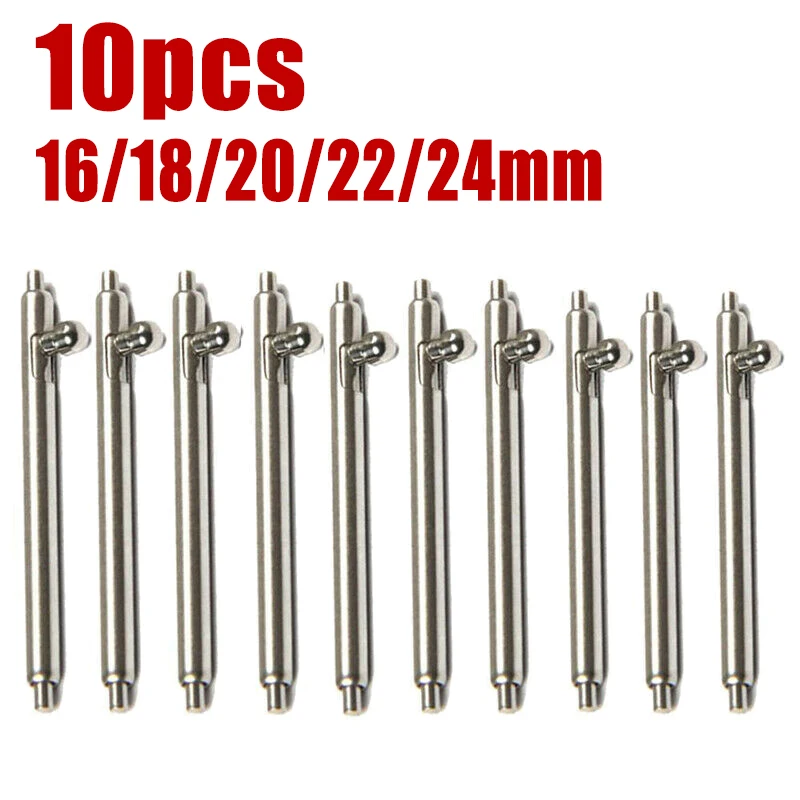 16/18/20/22/24mm Watch Bands Strap Spring Bars Pins 10pcs 1.5mm Quick Release Stainless Steel Spring Bars Watch Repair Tool