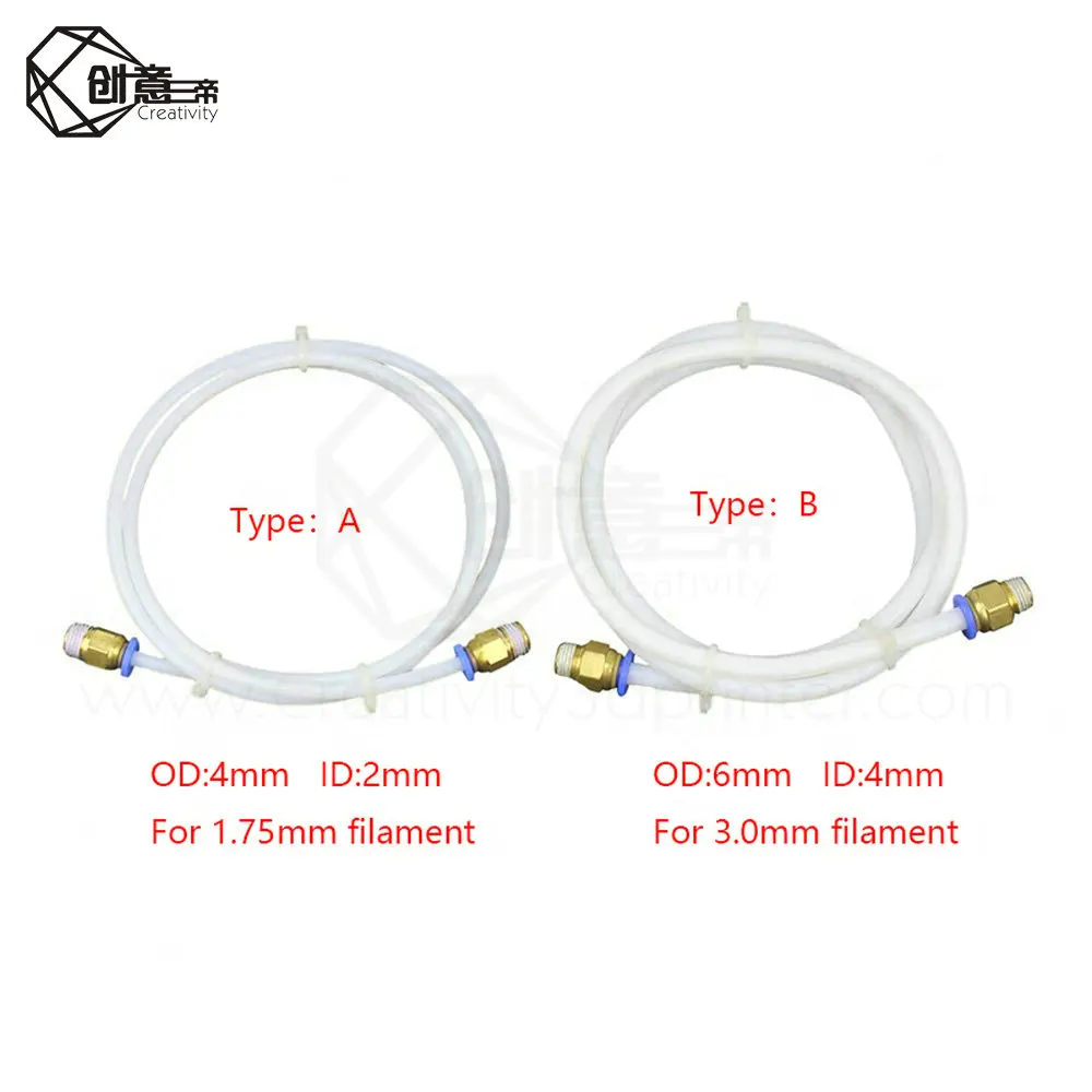 1 м трубка из ПТФЭ соединители для труб запчасти 3D принтеров J head Hotend V5 V6 75 мм 3 0