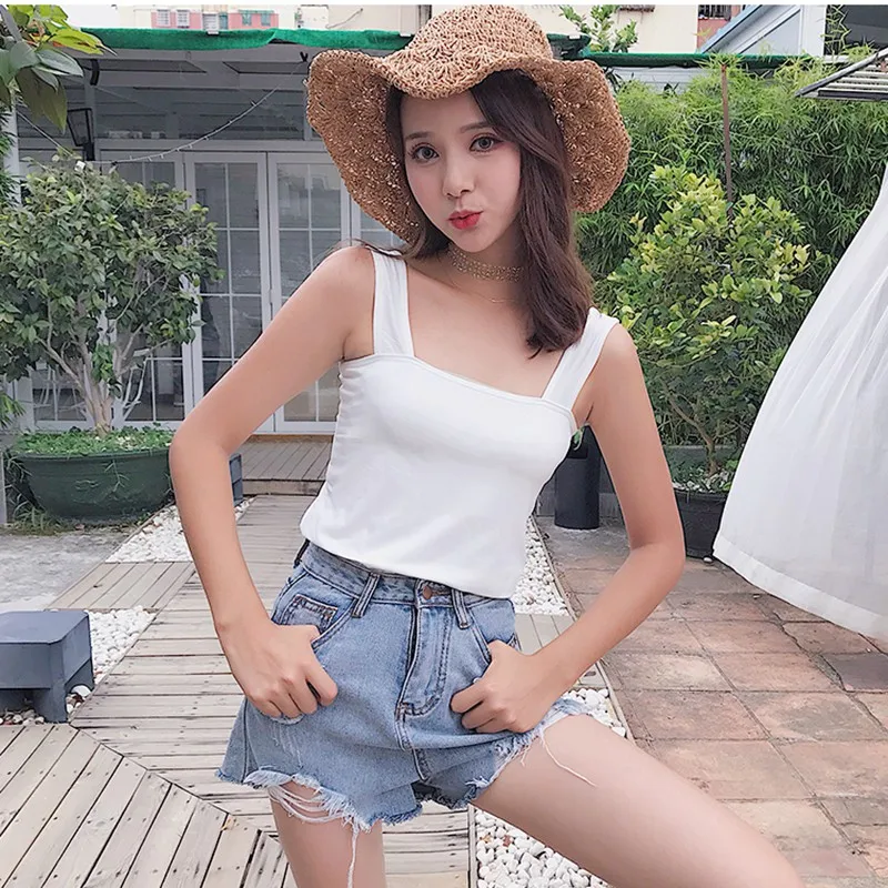 Хит 2019 Женская майка с квадратным воротником без рукавов пуловер простой модный