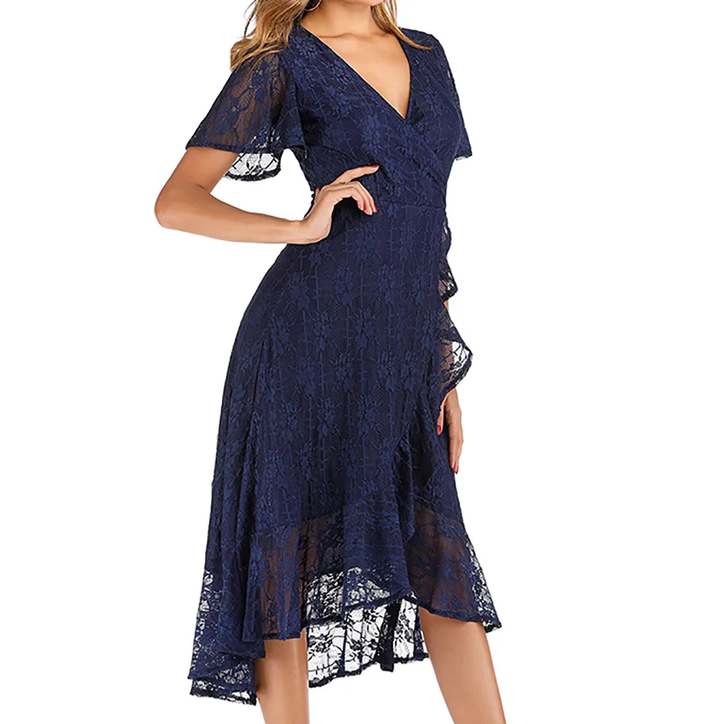 Dress Women Party Casual Sexy Ladies Elegant V-neck Slim Short Sleeve Long 12.10 | Женская одежда