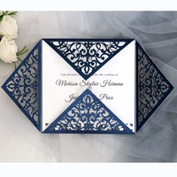 100pcs laser cut lace wedding invitations card square rose flower customize greeting card birthday wedding event party supplies