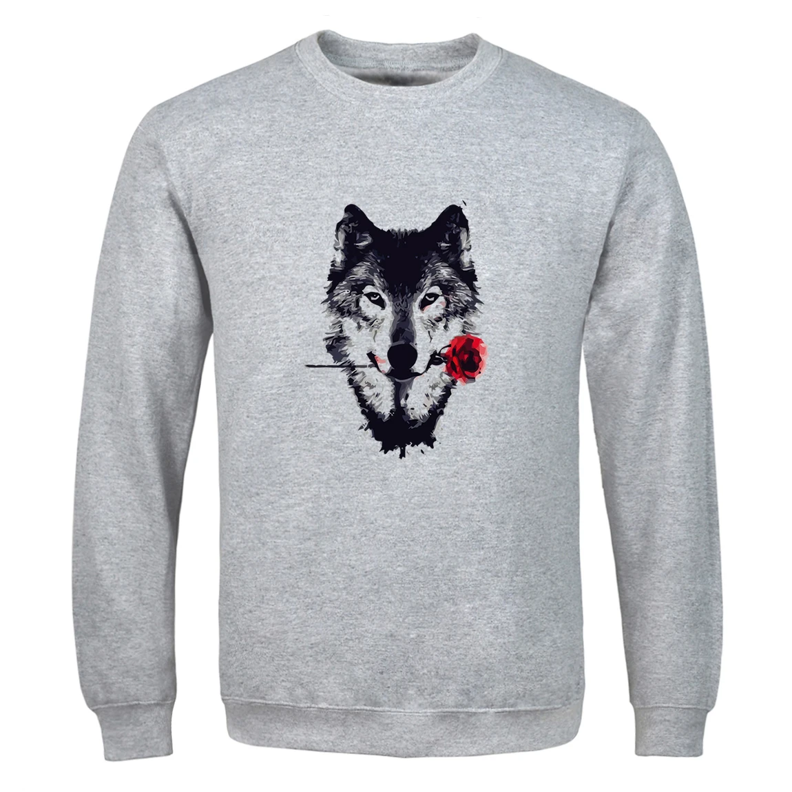 

Wolf With Roses Vintage Printed Clothings spring autumn Sweatshirts 2020 New Hip Hop Fahison Streetwear Warm Funny tracksuits