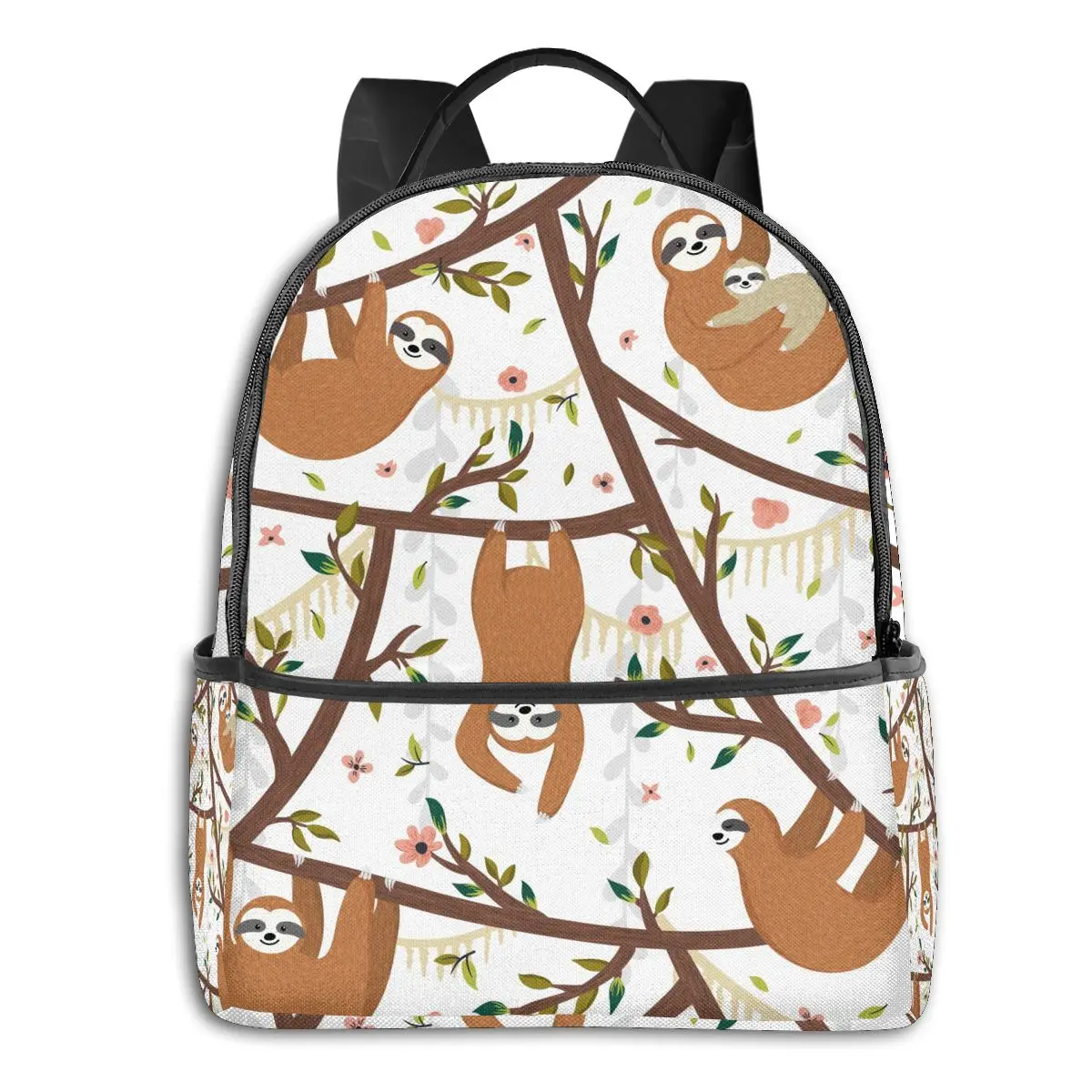 

Students Backpack Funny Sloths Hanging On Tree Includes Mother With Baby School Bag Softback Campus Style Travel Bagpack