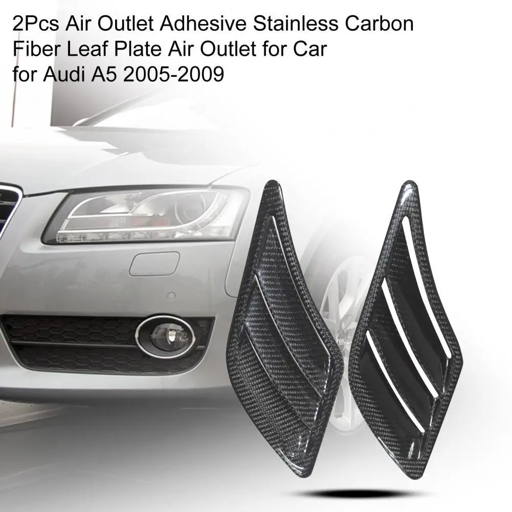 

2Pcs Air Outlet Adhesive Stainless Carbon Fiber Leaf Plate Air Outlet for Audi A5 2005-2009 Car Accessories
