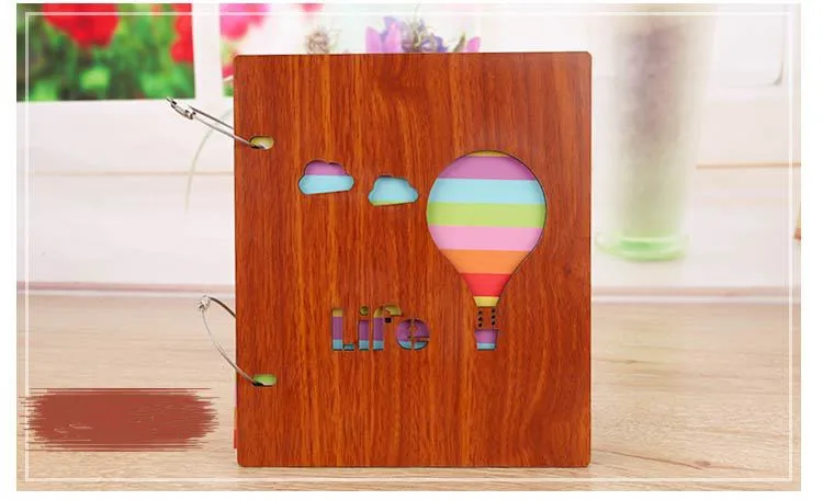 100pcs 7inches photo Фотоальбом с деревянной обложкой для детей, Скрапбукинг для 5 дюймов, фотоальбом для креативной поминовения, подарок на день рождения с изображением медведя - Цвет: 100pcs 7inches photo