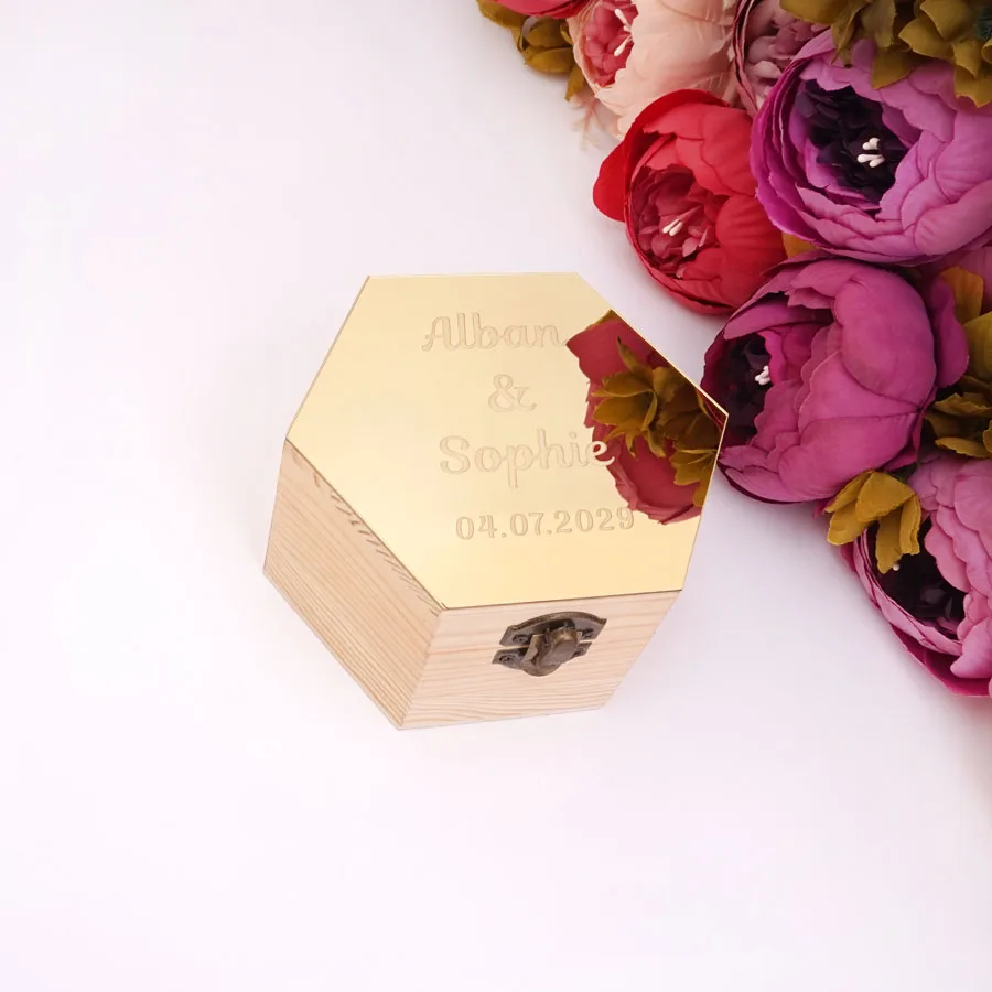 Коробка шестиугольной формы с зеркальной крышкой деревянные подарочные коробки