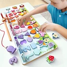 Игрушка Монтессори с геометрическим подсчетом, Обучающие деревянные игрушки Монтессори, Детская занятая математическая доска для рыбалки, детский деревянный Дошкольный