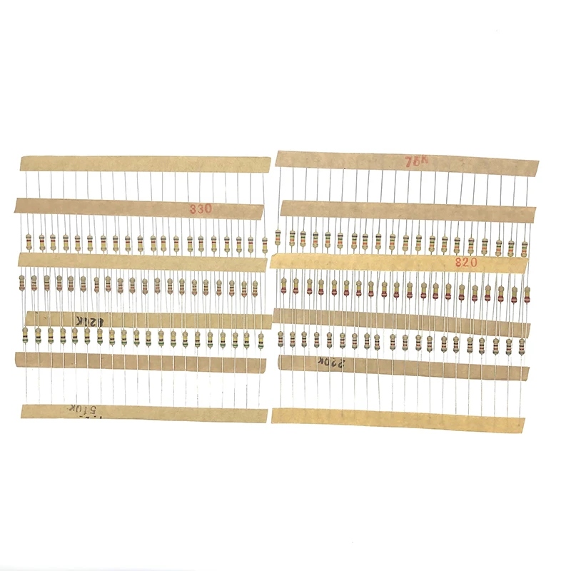 860 шт./лот 5% 1/4 Вт Упаковка карбонового пленочного резистора 1R-1M 43 типа * 20 шт.