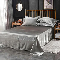 1pcs flat sheet silky queen king bed sheets for women men luxury 100 satin silk white
