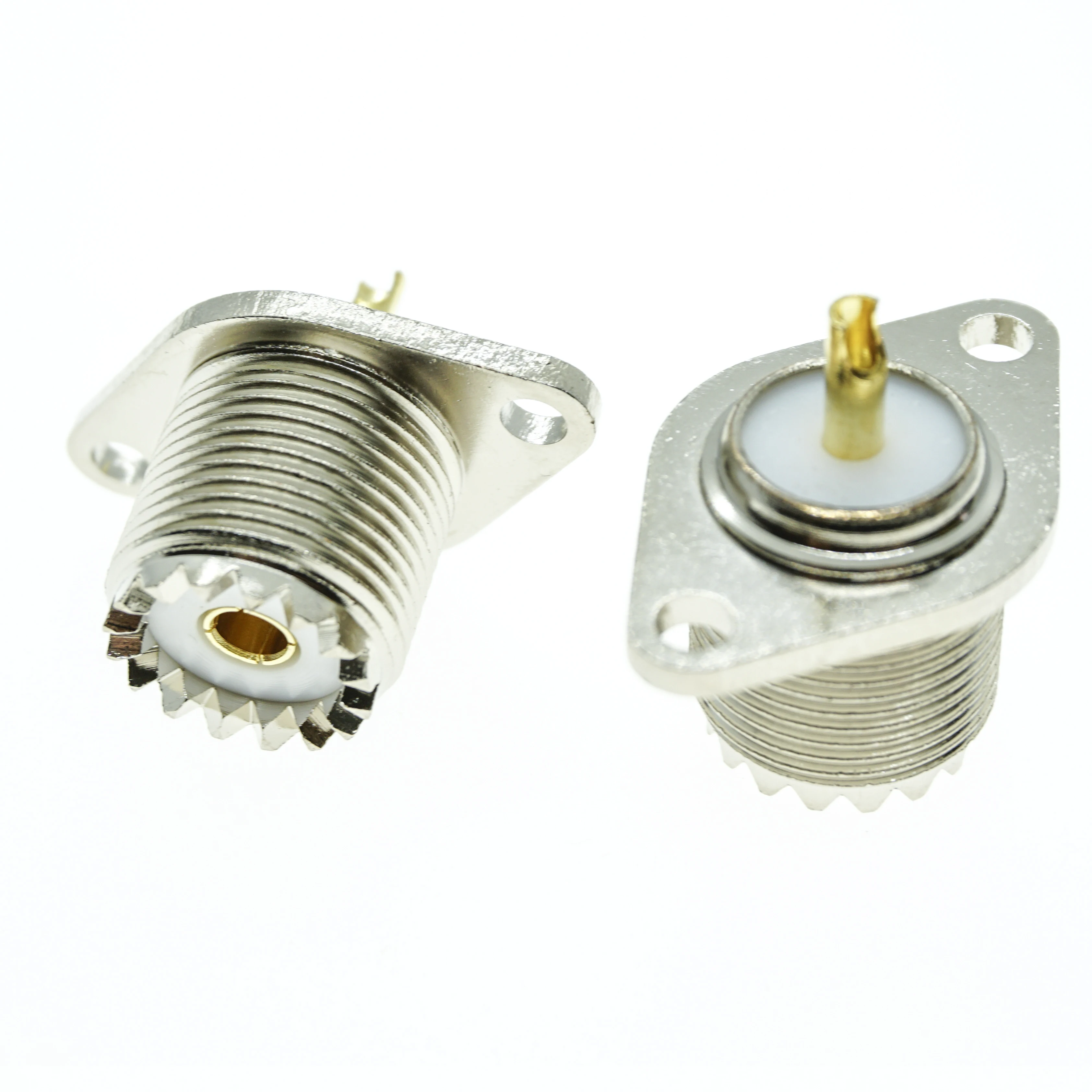 Разъем UHF PL259 SO239 Coax гнездо 2 отверстия фланец панель крепление припой чашка латунь