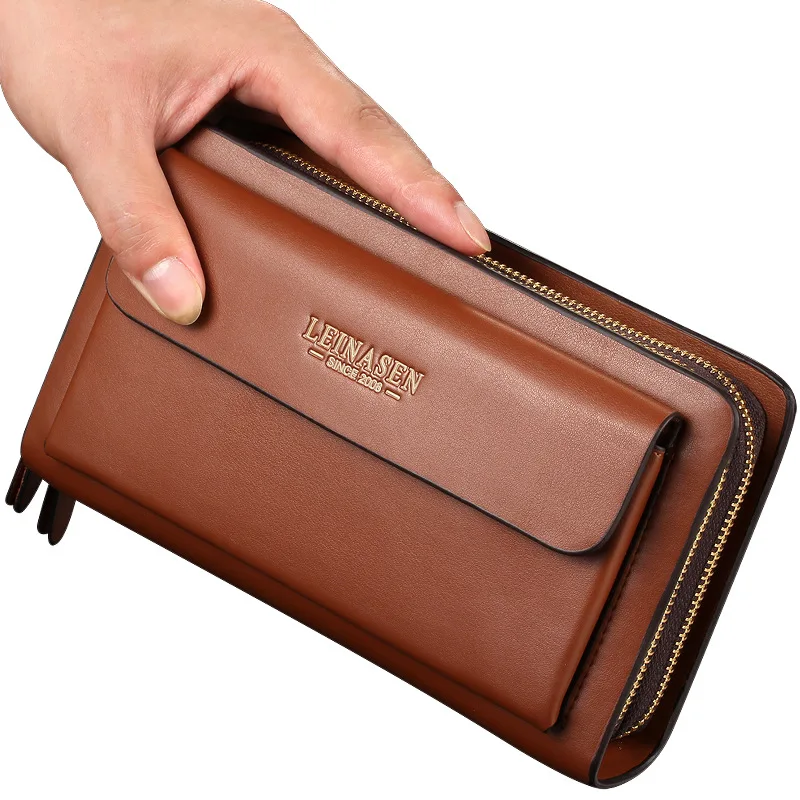 

New Men's Business Briefcase Long Large Capacity Casual Multiple Card Slots Zip Clutch Wallet