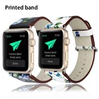 Кожаный ремешок для Apple Watch Band 38 мм 40 мм 41 мм 42 мм 44 мм 45 мм, браслет с принтом и узором для IWatch Series 7 6 SE 5 4 3 2