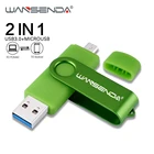 USB флеш-накопитель WANSENDA 2 в 1, OTG USB 3,0 и Micro Usb, флэш-накопитель 16 ГБ 32 ГБ 64 ГБ 128 ГБ 256 ГБ, Внешняя USB-карта, флешка