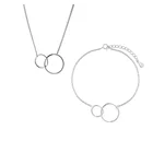 ANENJERY, минималистичное 925 пробы Серебряное двойное ожерелье + браслет, ювелирные наборы для женщин, ювелирные изделия для сестры