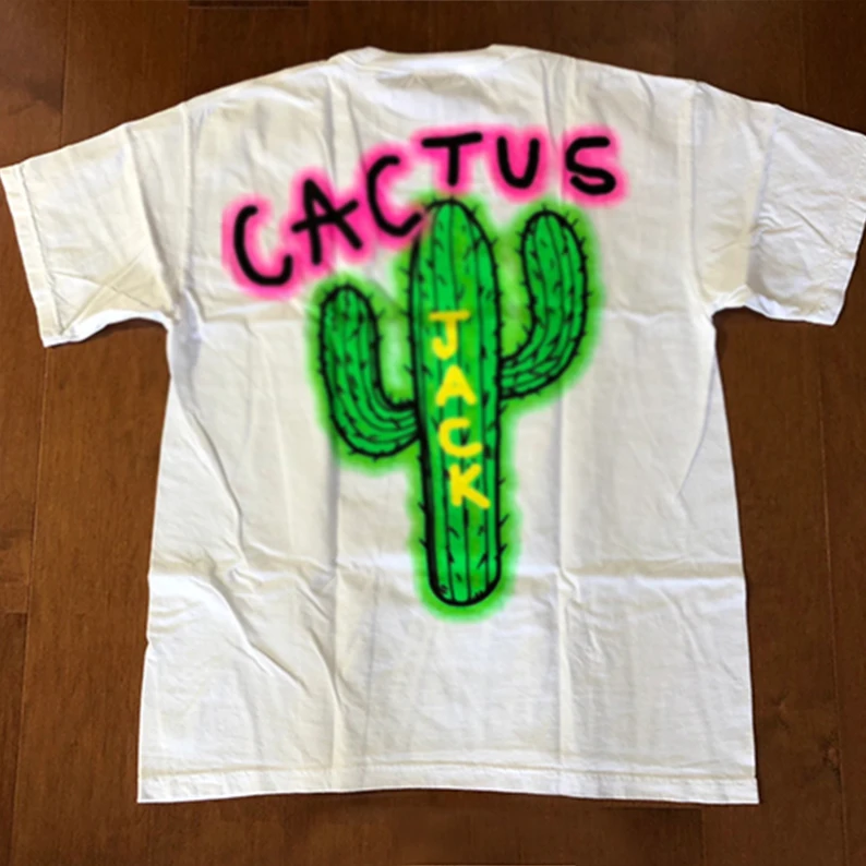 

TRAVIS SCOTT Cactus Jack Airbrushed Tee astrworld T-shirt men women Top Tees streetwear Hip Hop kanye west ASTROWORLD Tshirt