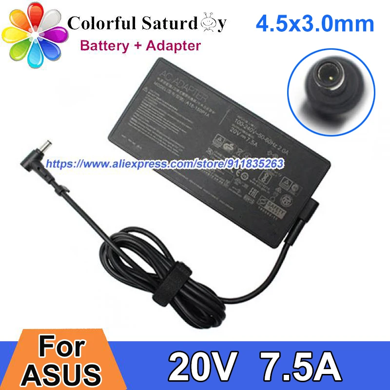 

Original For ASUS TUF GAMING A17 FA706II_FX GF76 Power Adapter 20V 7.5A F571GT X571G GL731GT-BB7 Laptop Charger Power Supply