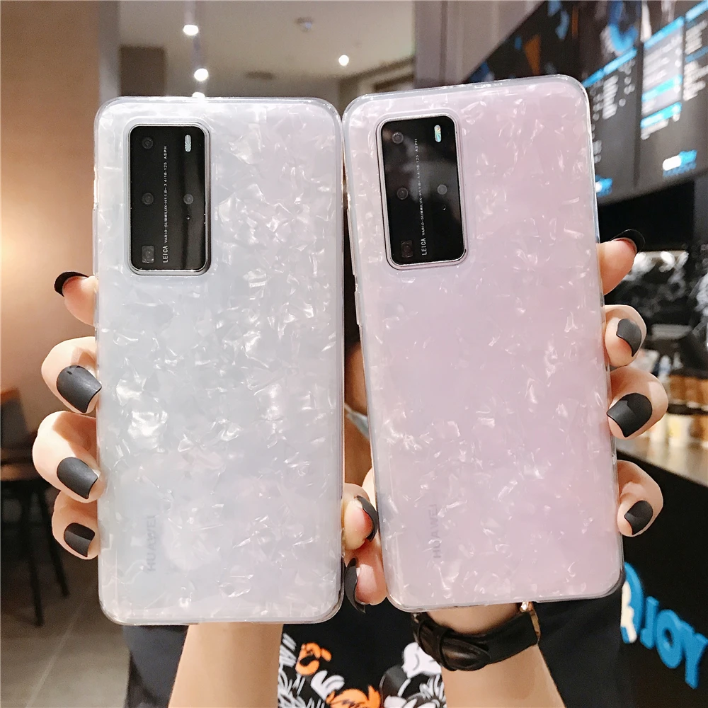 

Fashion Glitter Shell Pattern Case for Huawei V30 P30 P40 Mate 9 20 10 Nova 5 7 Pro Slim Fit Back Cover Dream Marble Phone Coque