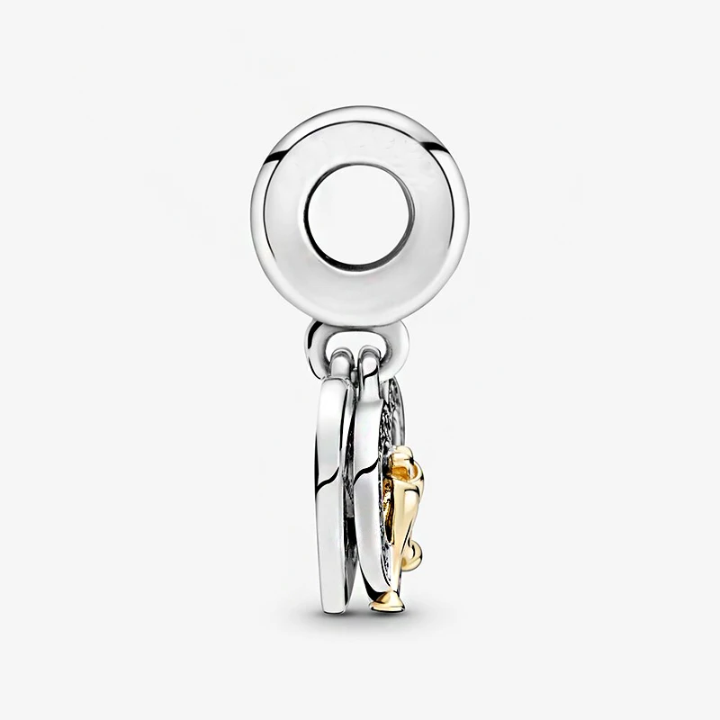 

925 Sterling Silver Bead 14k Gold Two-tone Happy Anniversary Dangle Charm Fit Original Pandora Bracelets Women Jewelry Gift