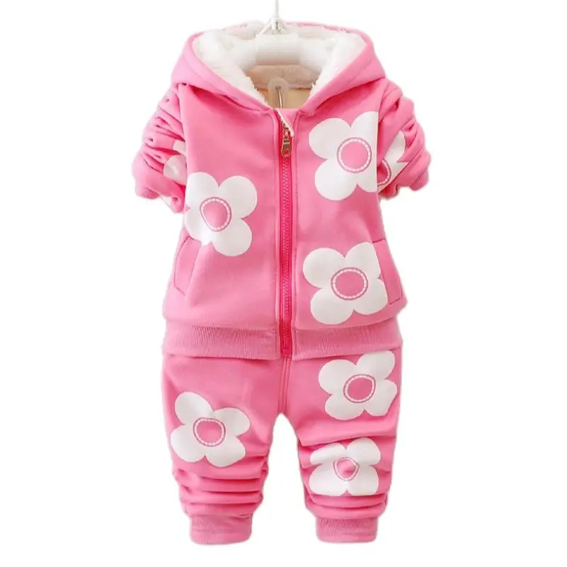 2020 New Baby Boys Girls Christmas Cartoon Winter Hooded Plush Warm Vest Coat+Sweatshirt+Pants 3Pcs Infant Children Sports Suit