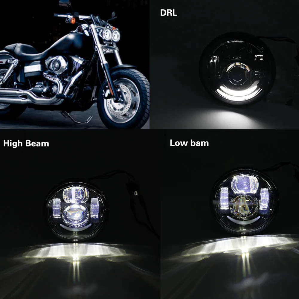 Для Davidson Dyna Fat Bob Black 4 65 дюймовые фары в стиле мотора для FXDF Fatbob светодиодный