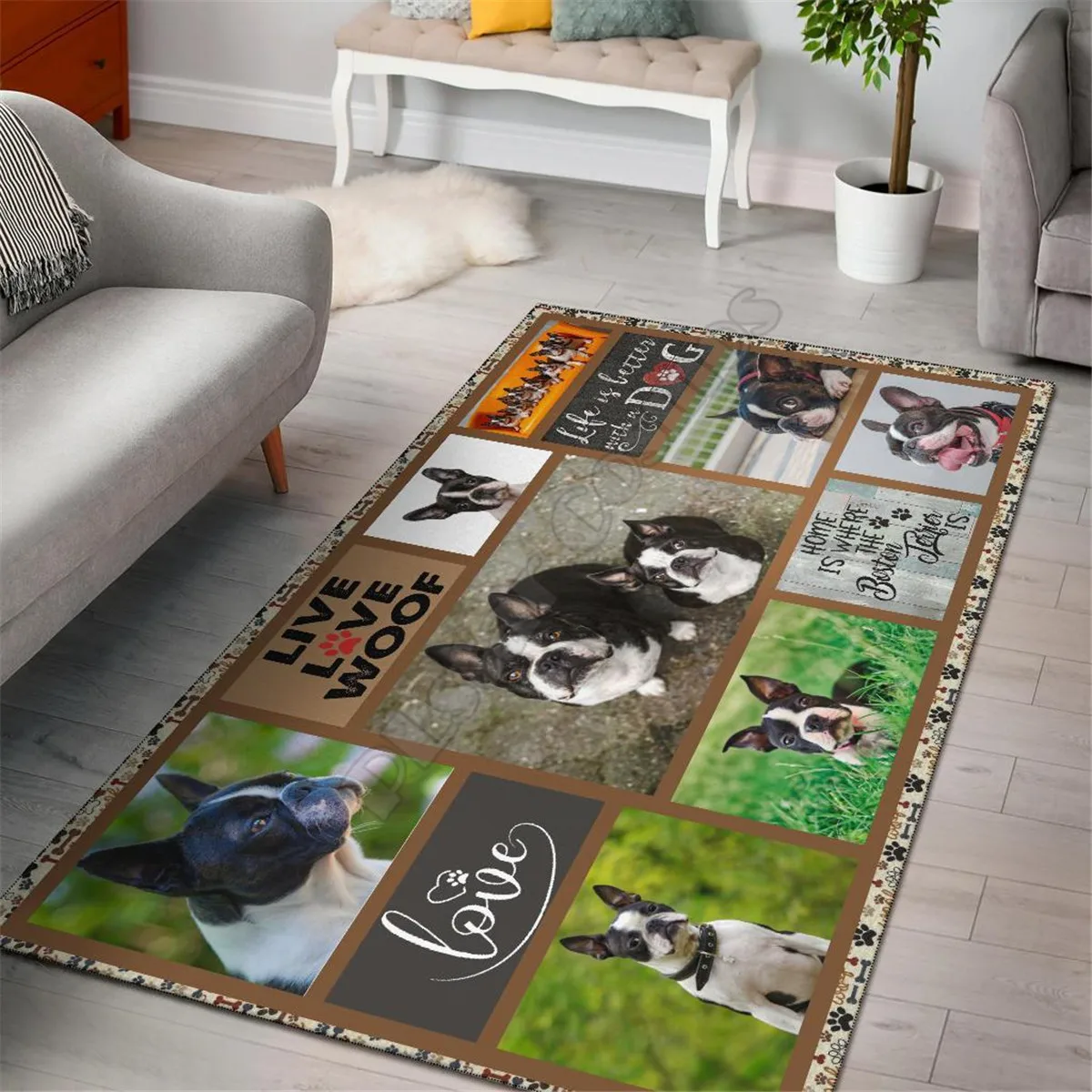 Ковер Boston terrier коллекционный ковер с забавной собакой напольный коврик