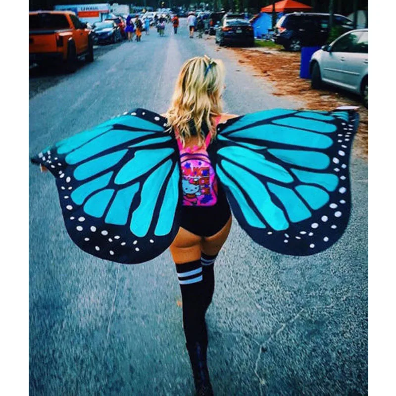 Женский шарф для Хэллоуина Пашмина накидка с крыльями бабочки павлиний