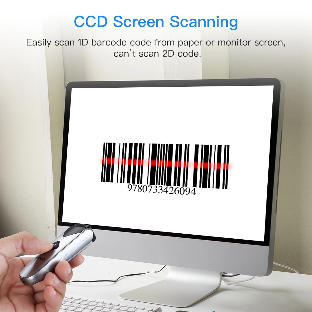Портативный сканер штрих кода Eyoyo карманный беспроводной Bluetooth CCD для iPad ios Android