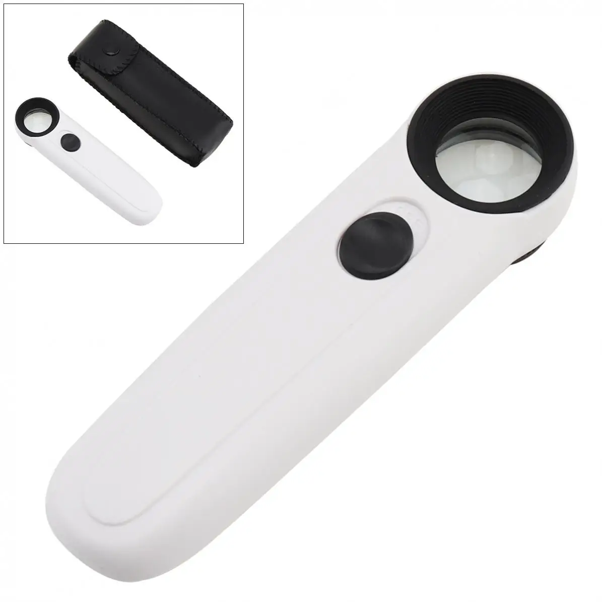 

40X 21MM Hand-Hold Magnifier (Exclamation Mark Type) with Two LED Light for Watch Repairing / Face skin examination / Manicuring